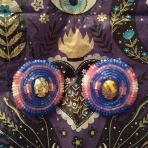 Colorful Beaded Earrings with Gemstone Accent